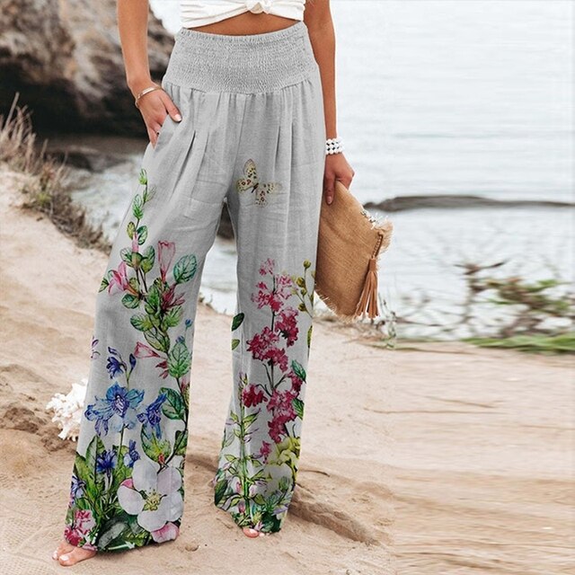 High Waist Floral Wide Leg Palazzo Pants 4