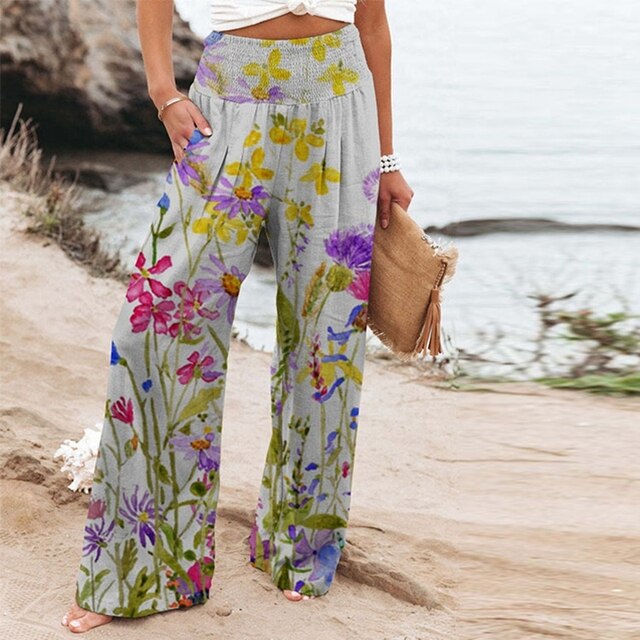 Floral High Waist Wide Leg Pants 5