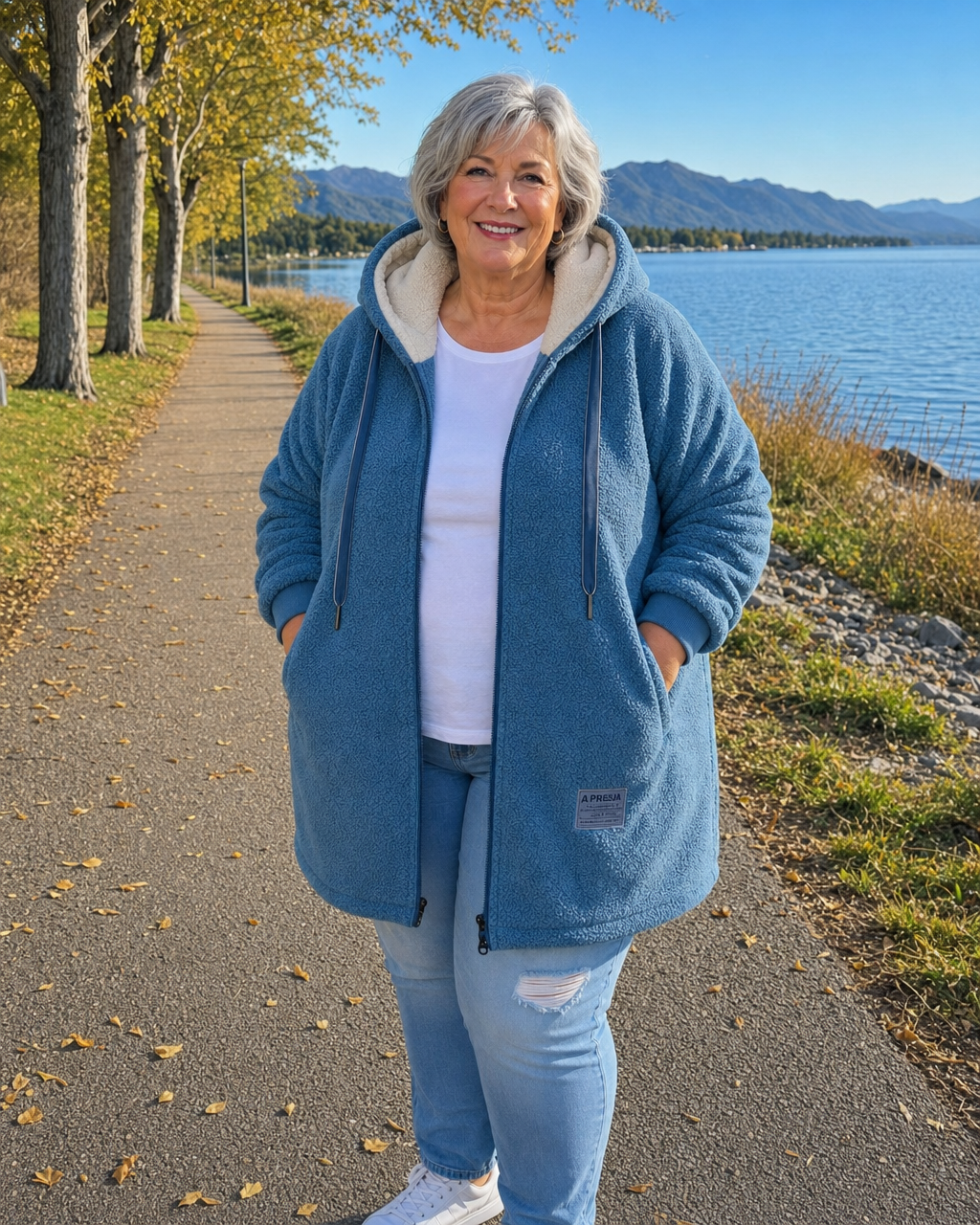 Hooded Zip Front Sherpa Fleece Coat 2
