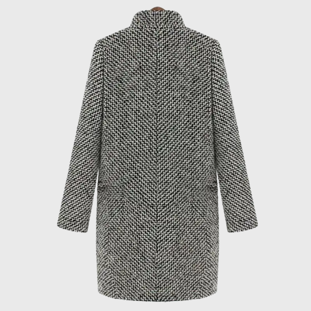 Tweed Single Button Notch Lapel Longline Coat 2