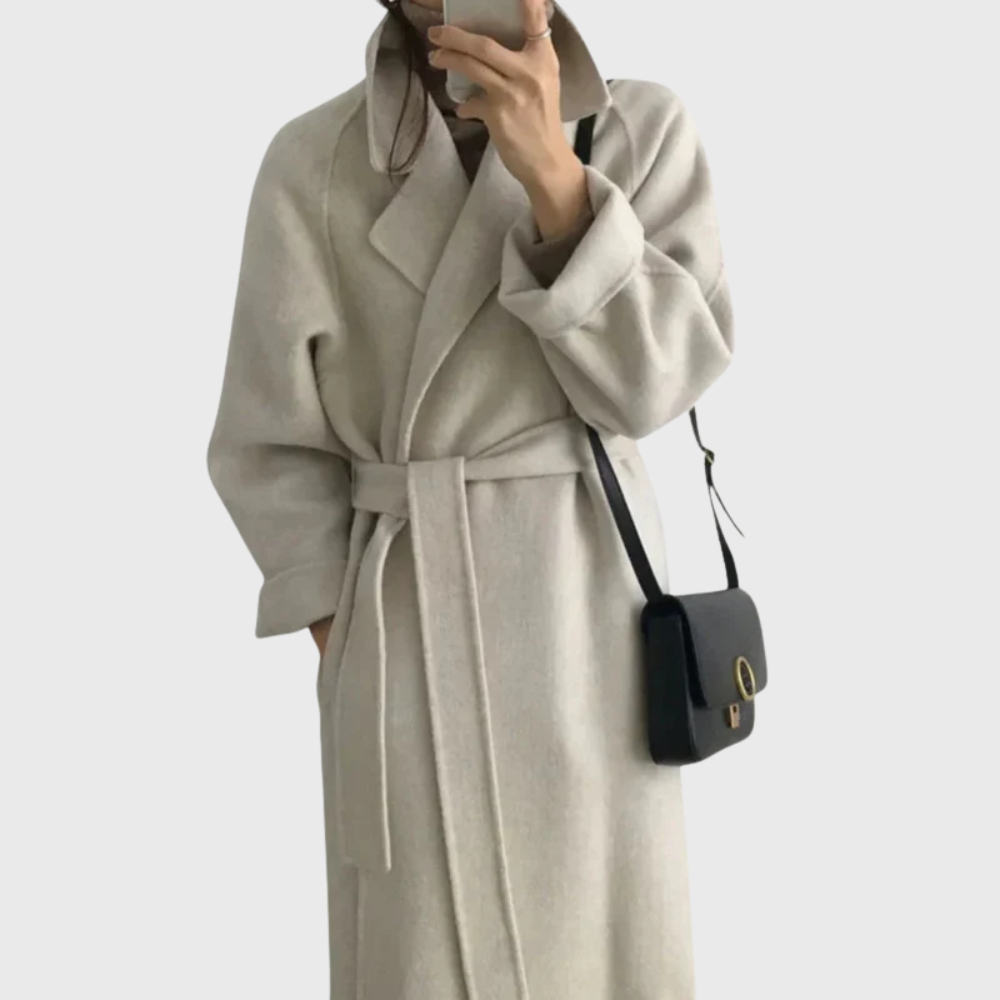 Notch Lapel Belted Wrap Longline Coat 3