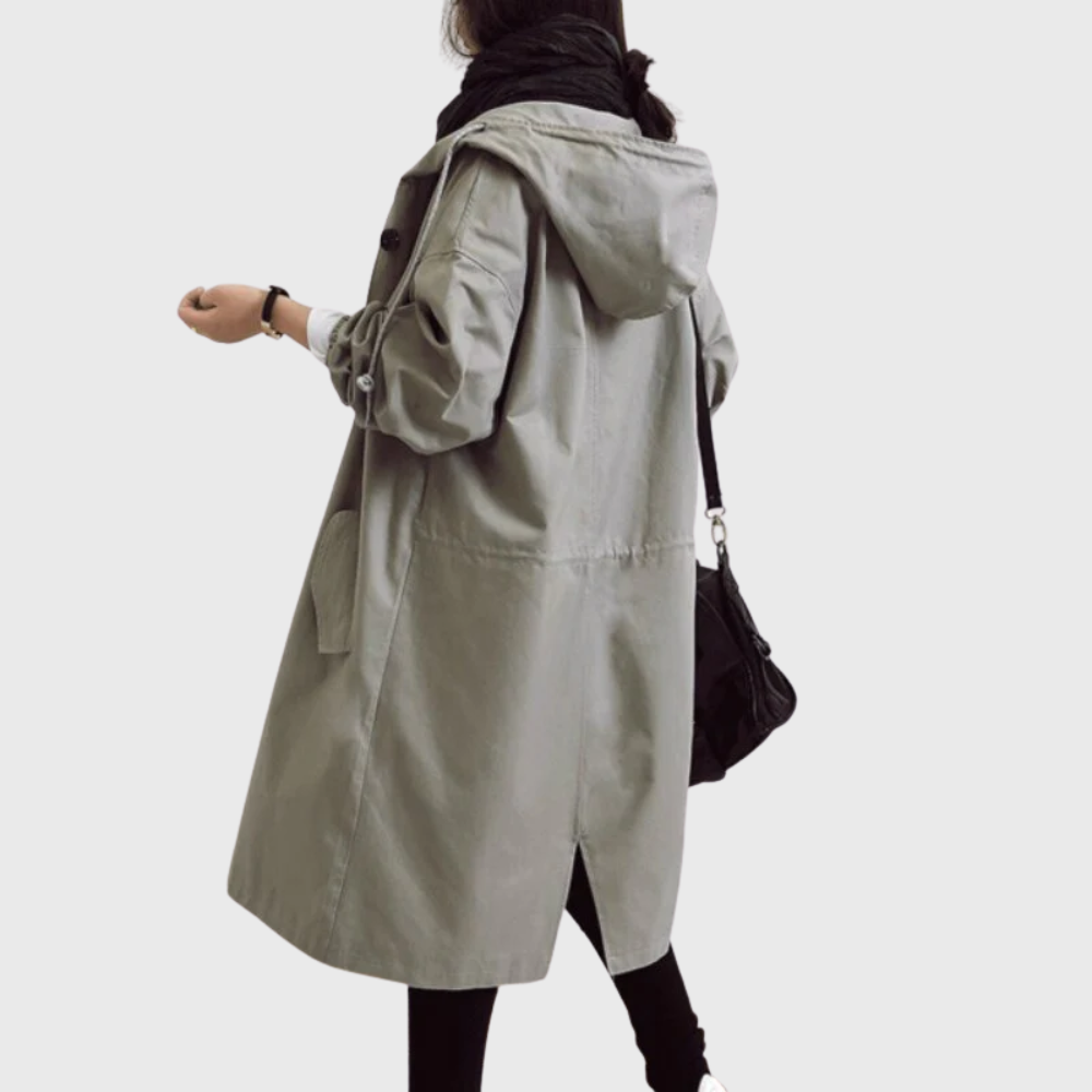 Hooded Snap Front Longline Trench Coat 7