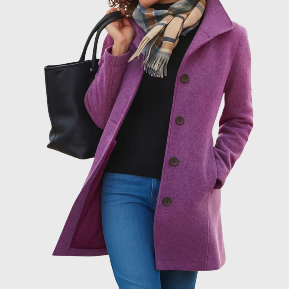 Single Breasted Lapel Mid Length Coat 2