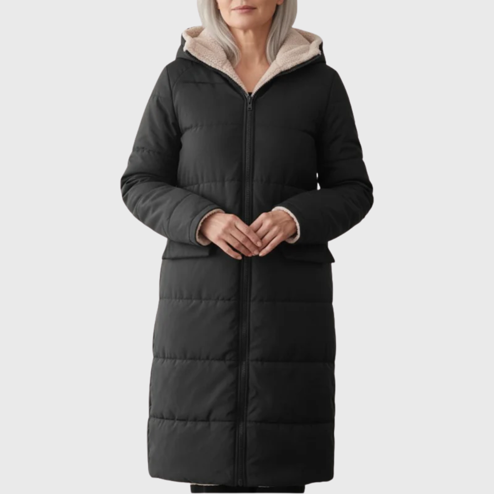 Reversible Sherpa Lined Longline Puffer Coat 7