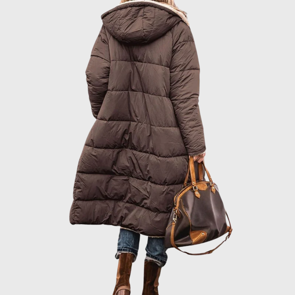 Reversible Sherpa Lined Longline Puffer Coat 8
