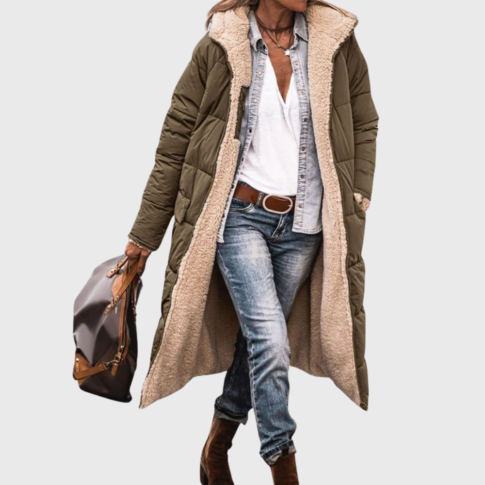 Reversible Sherpa Lined Longline Puffer Coat 3