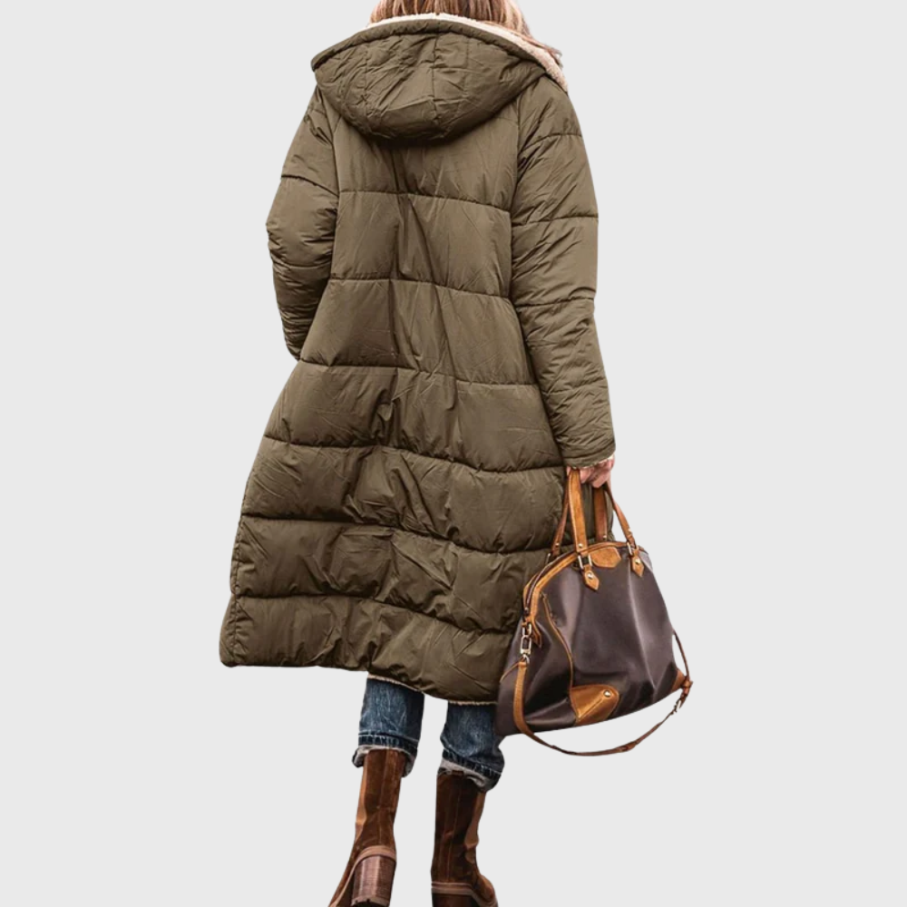 Reversible Sherpa Lined Longline Puffer Coat 9