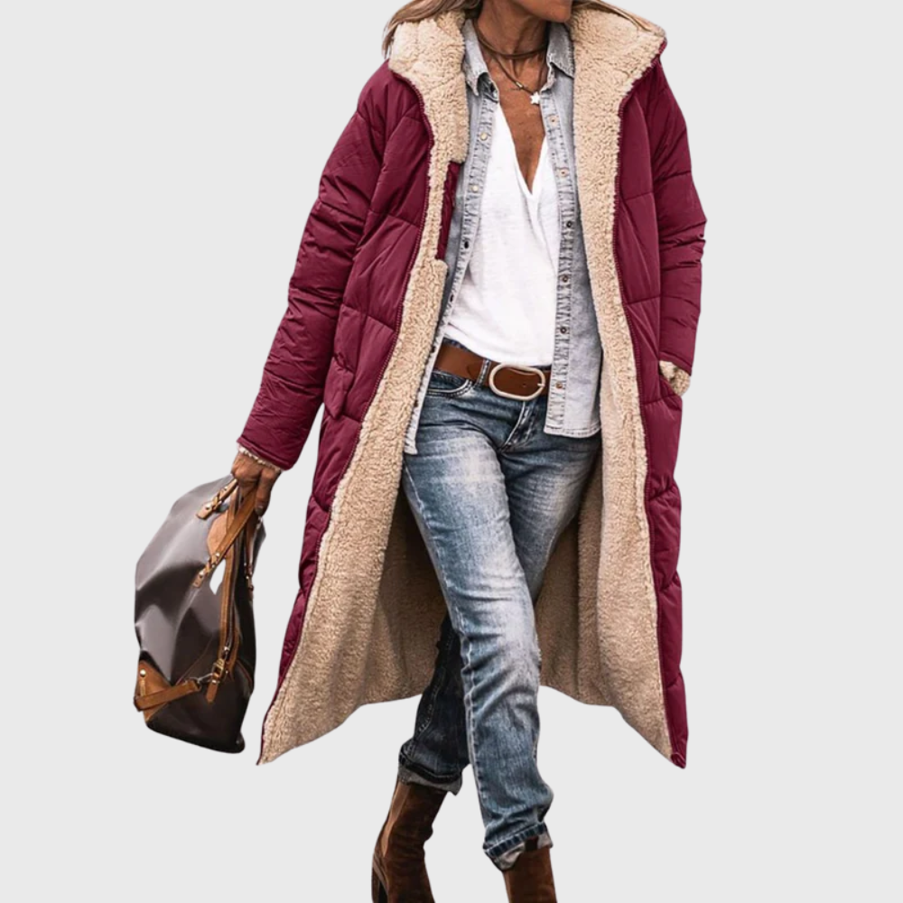 Reversible Sherpa Lined Longline Puffer Coat 6