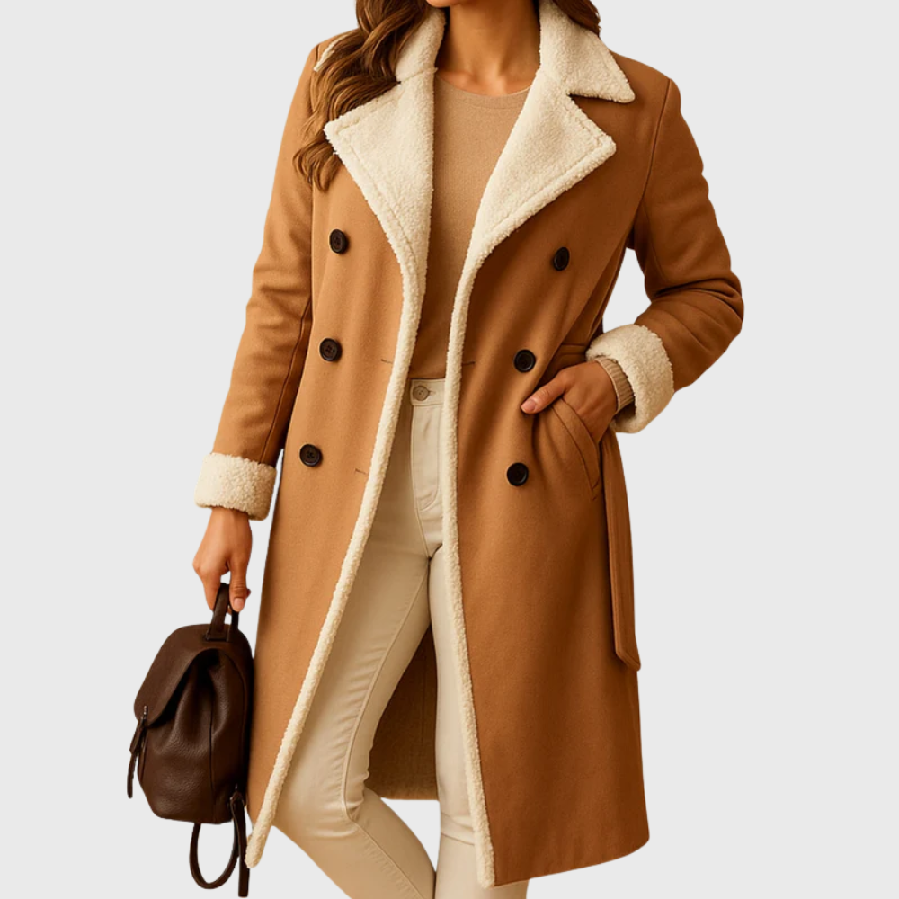 Faux Fur Lined Faux Leather Belted Longline Coat 2