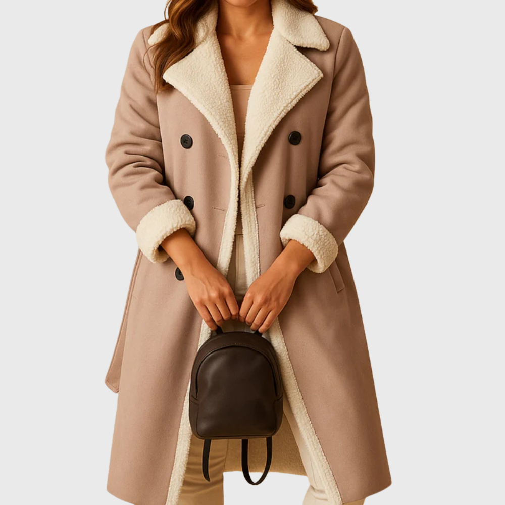 Faux Fur Lined Faux Leather Belted Longline Coat 3