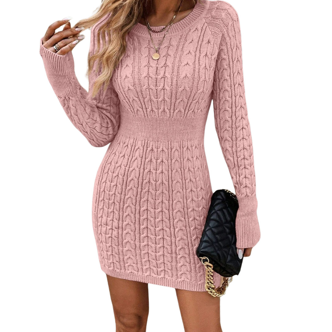 Cable Knit Long Sleeve Bodycon Sweater Dress 6