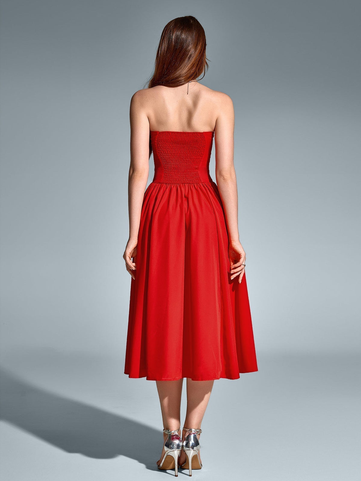 Strapless Sweetheart Corset Fit and Flare Midi Dress - View 2