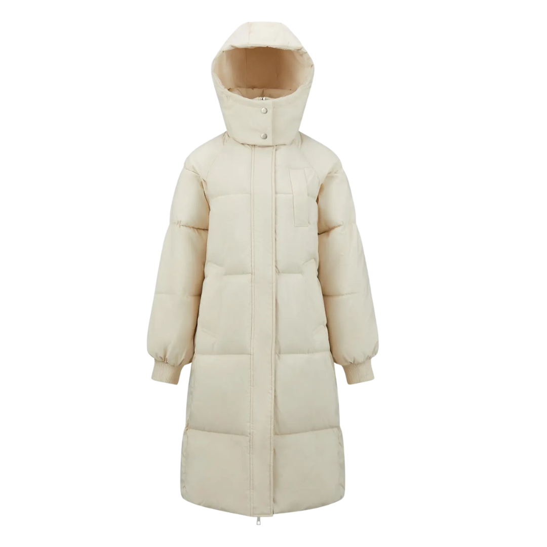 Hooded Zip Front Longline Puffer Jacket