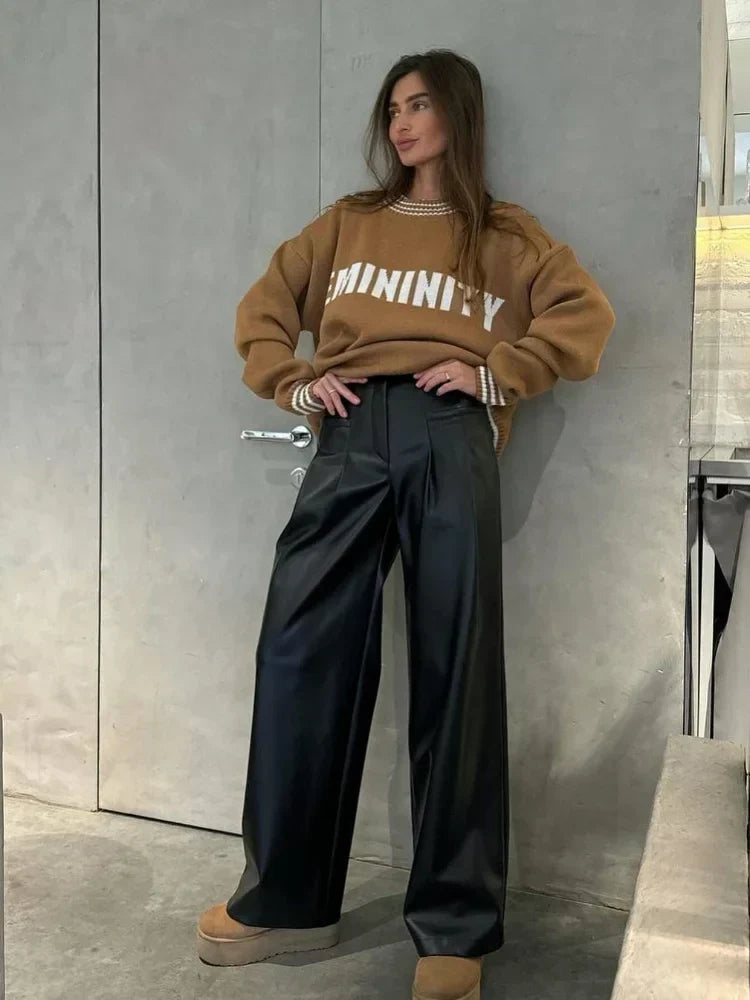 Printed Striped Cozy Stylish Loose Round Neck Comfortable