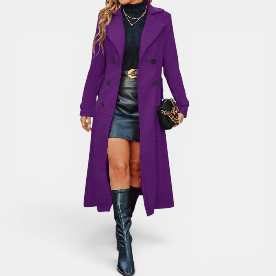 Double Breasted Notch Lapel Longline Coat 5