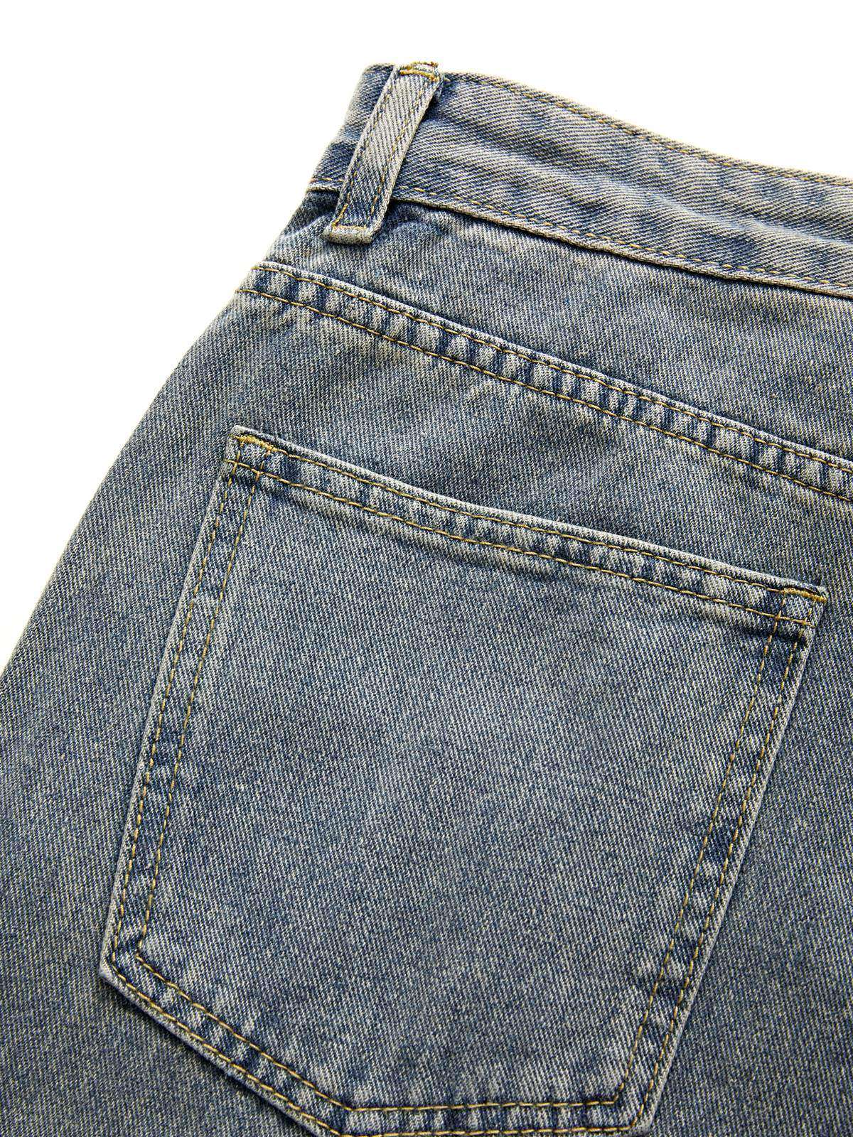 High-Waist Vintage Washed Denim Jeans