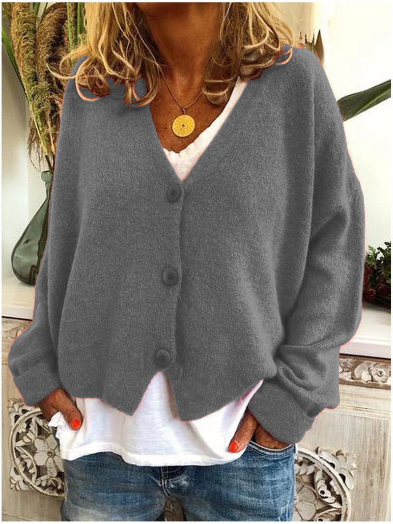 V-Neck Button Front Drop Shoulder Knit Cardigan 6