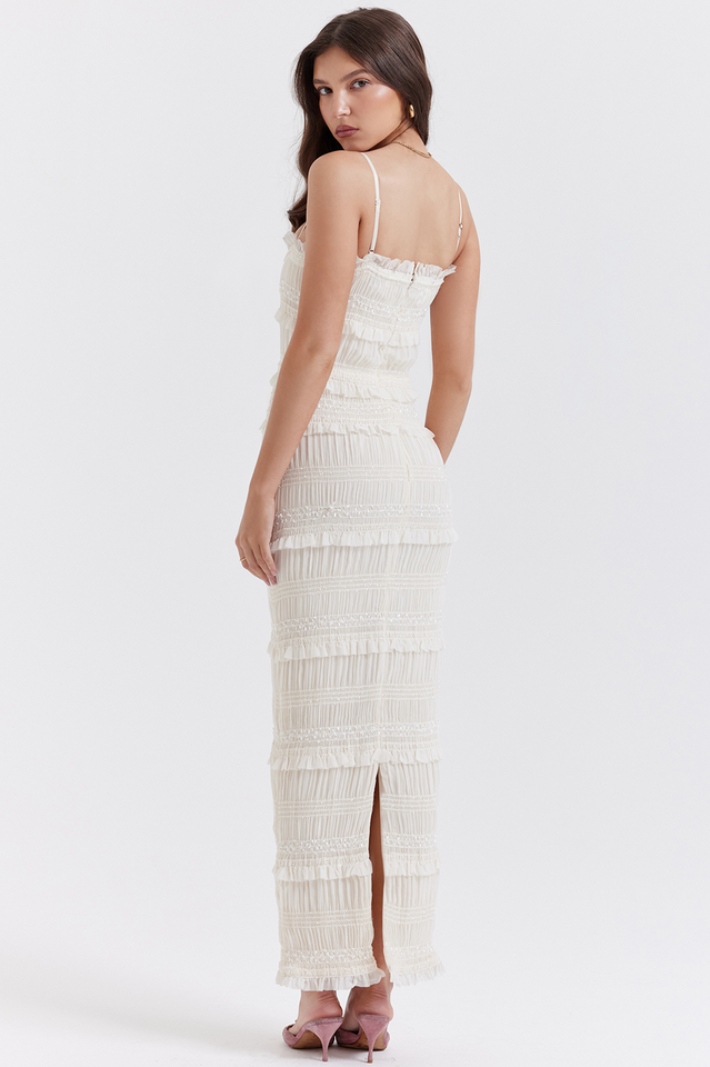 Chiffon Scoop Neck Short Sleeve Maxi Dress - View 2