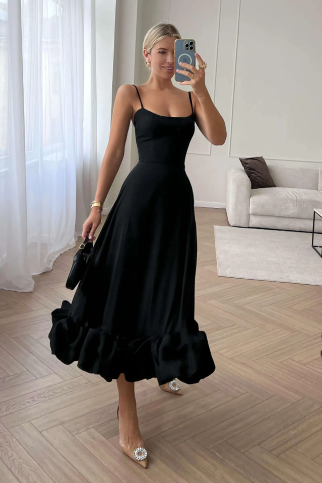 Flounce Bustier Midi Dress in Pink - View 15