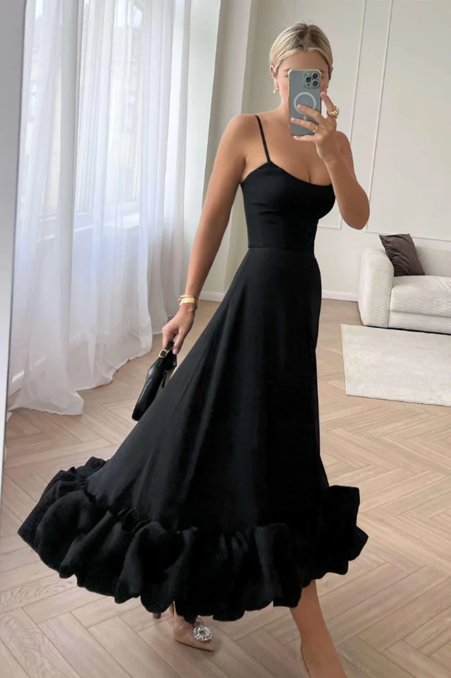 Flounce Bustier Midi Dress in Pink - View 16