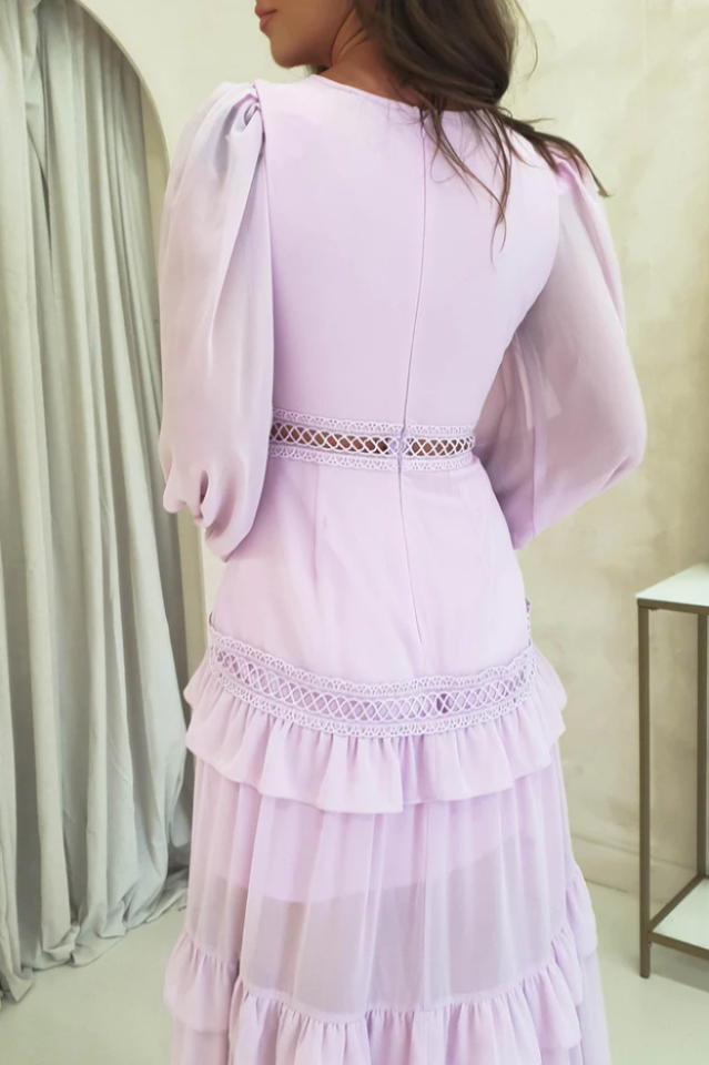 Lorie Long Sleeve Ruffle Gown - View 4