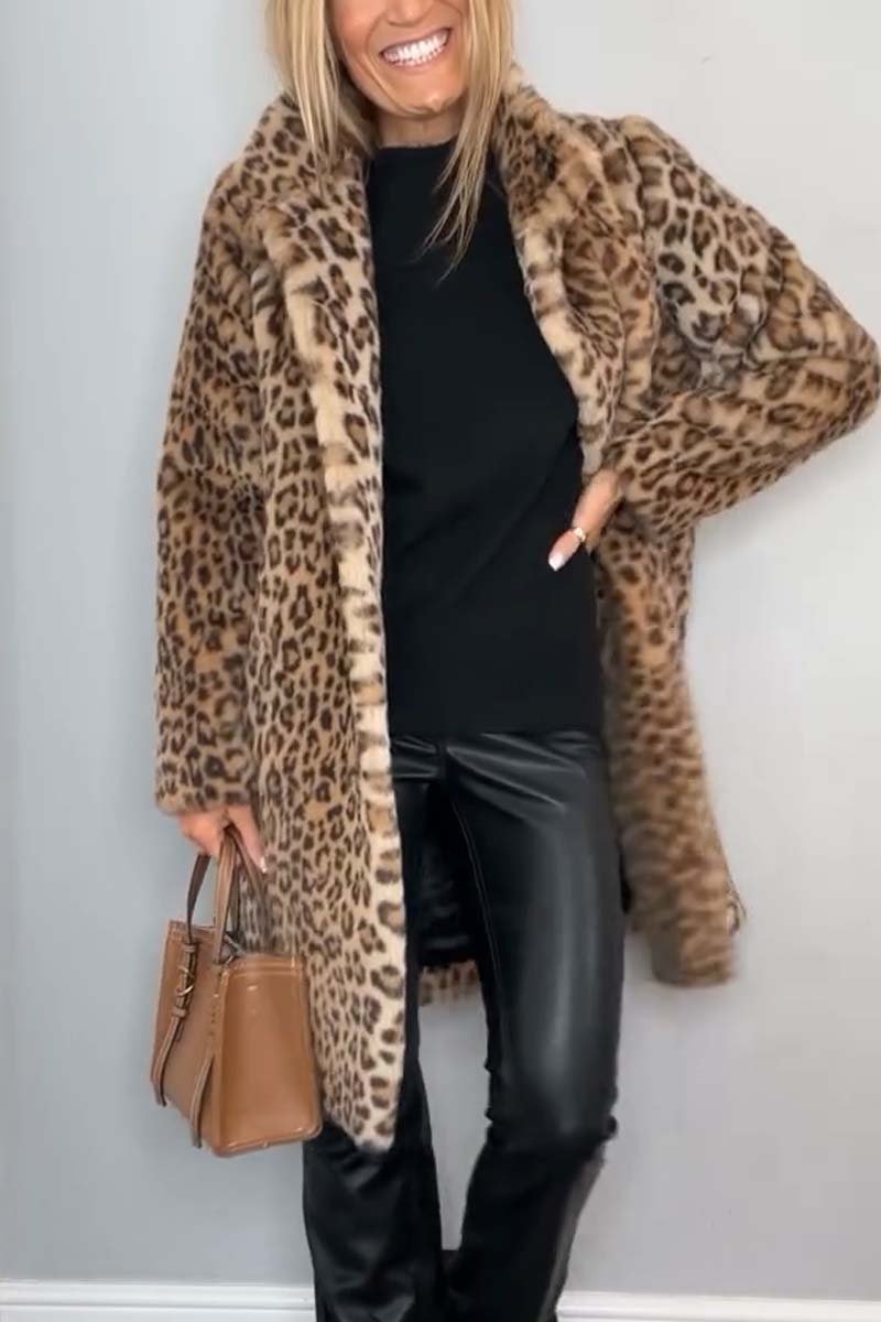 Leopard Print Faux Fur Longline Coat 3