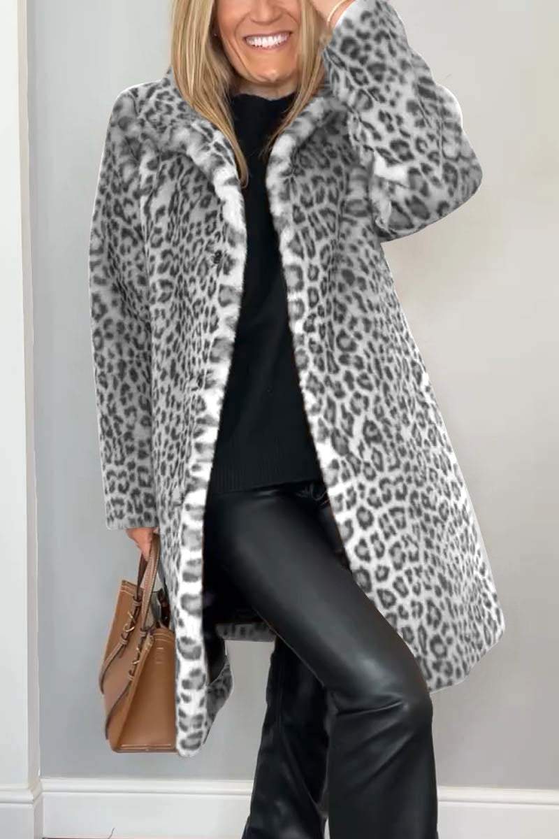 Leopard Print Faux Fur Longline Coat 5