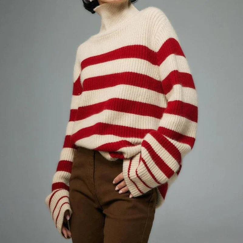 Red Striped Thick Y2k Sweater Red / One Size