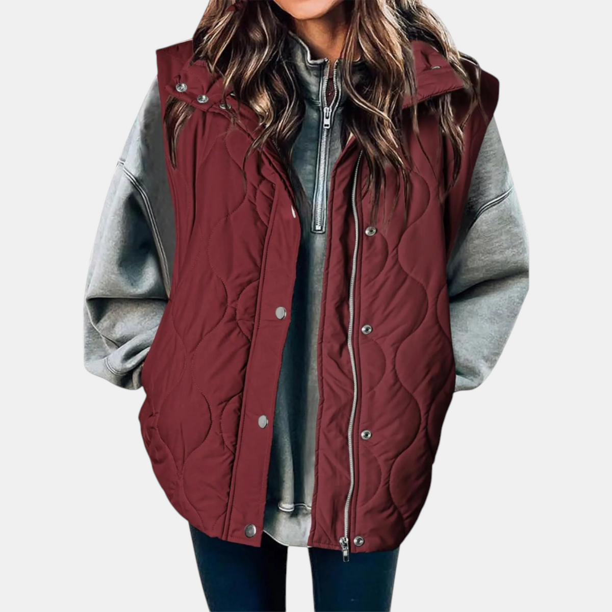 Hooded Zip Front Quilted Puffer Vest 6