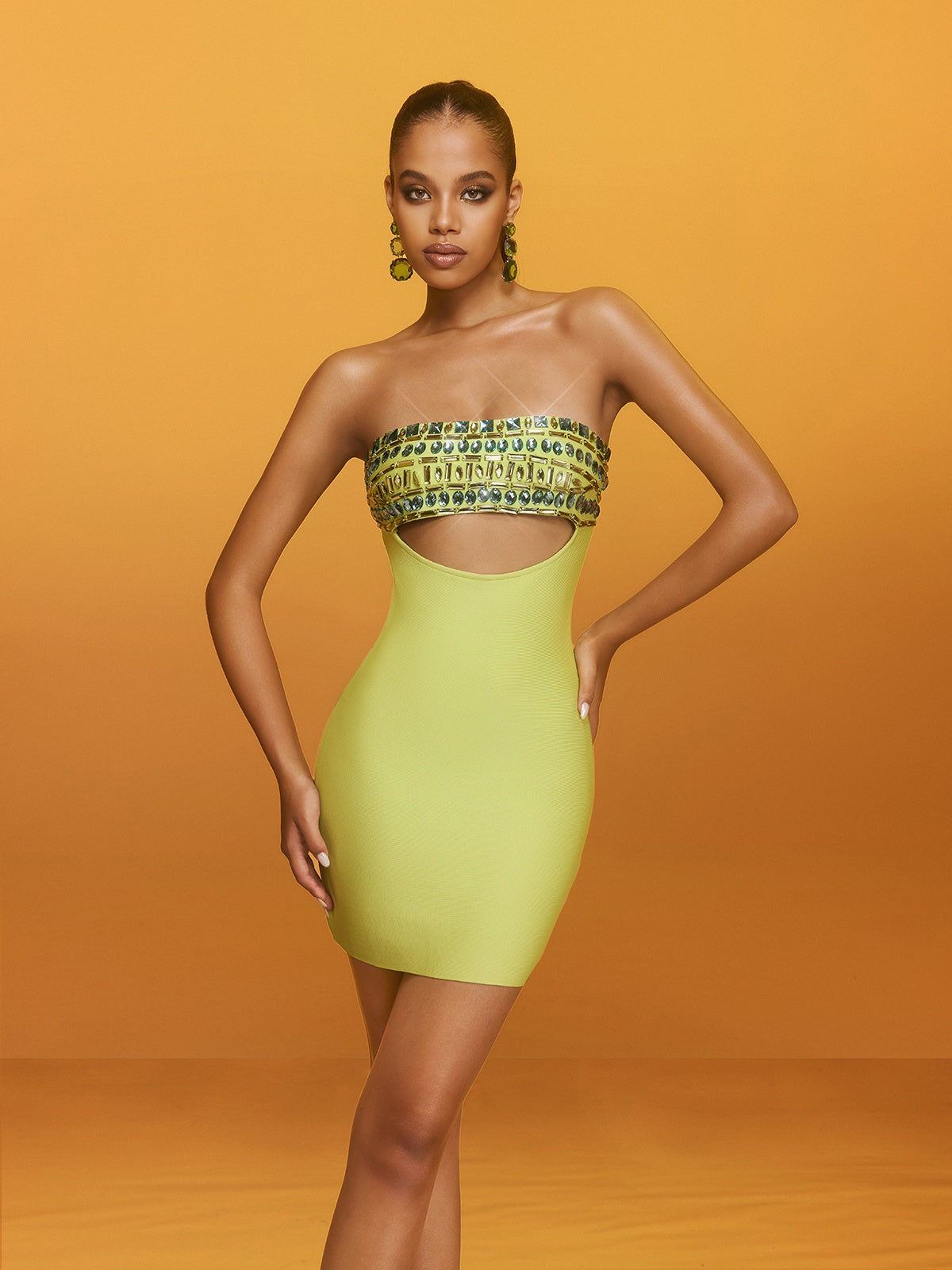 Strapless Crystal Cutout Bandage Mini Dress - View 4