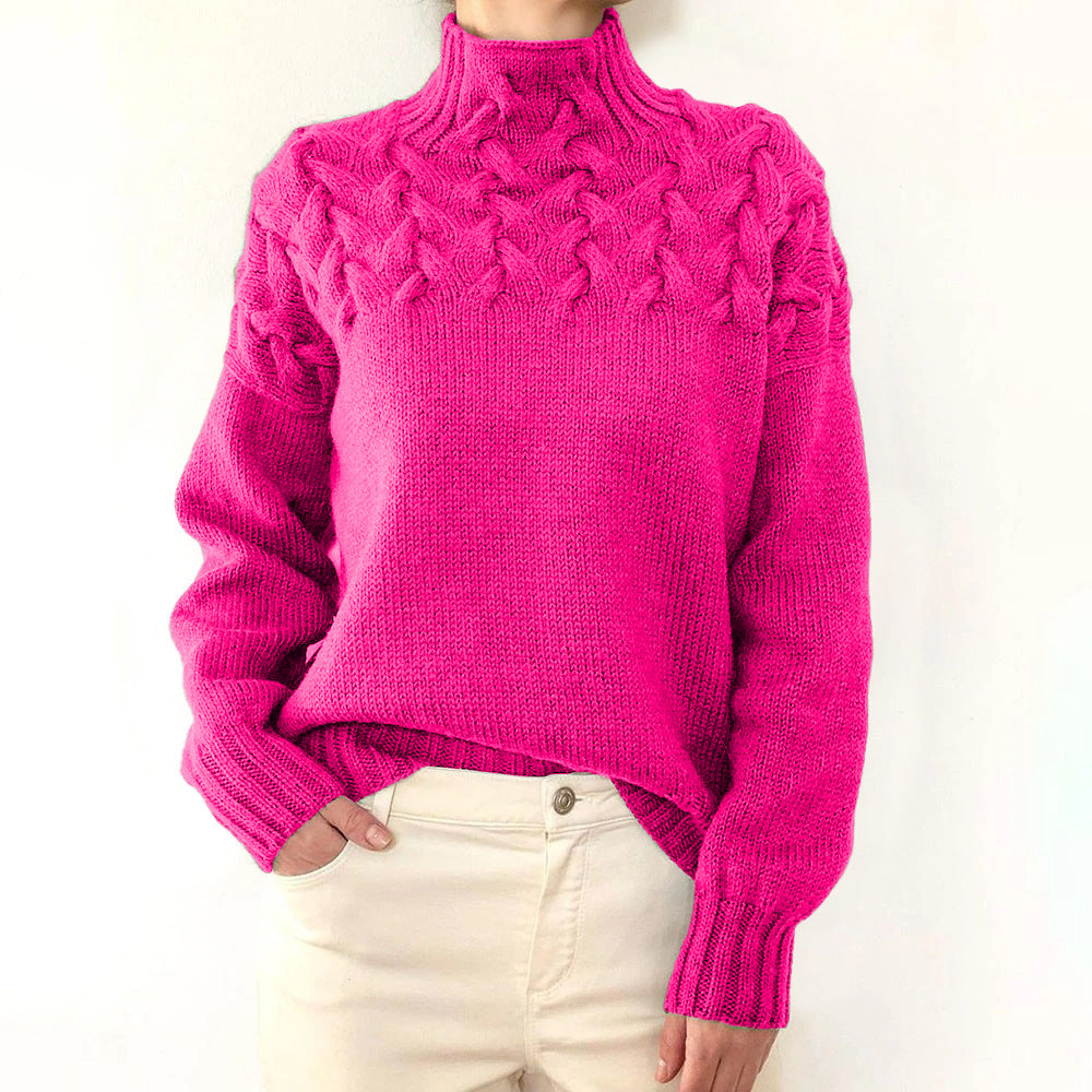 Turtleneck Cable Knit Long Sleeve Sweater 9