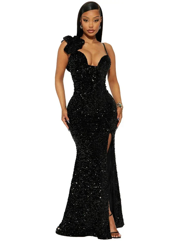 Velvet Backless Deep V-Neck Long Sleeve Maxi Dress - View 6