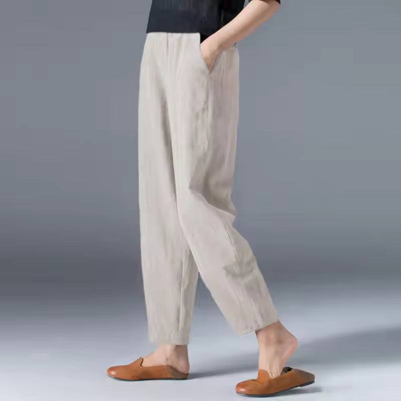 High Waist Tapered Leg Pull On Pants 4