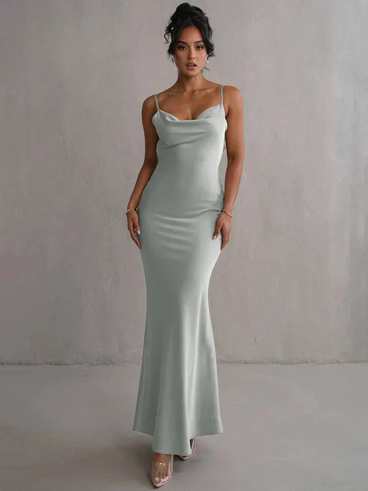 Laelia | Satin Maxi Dress - View 5