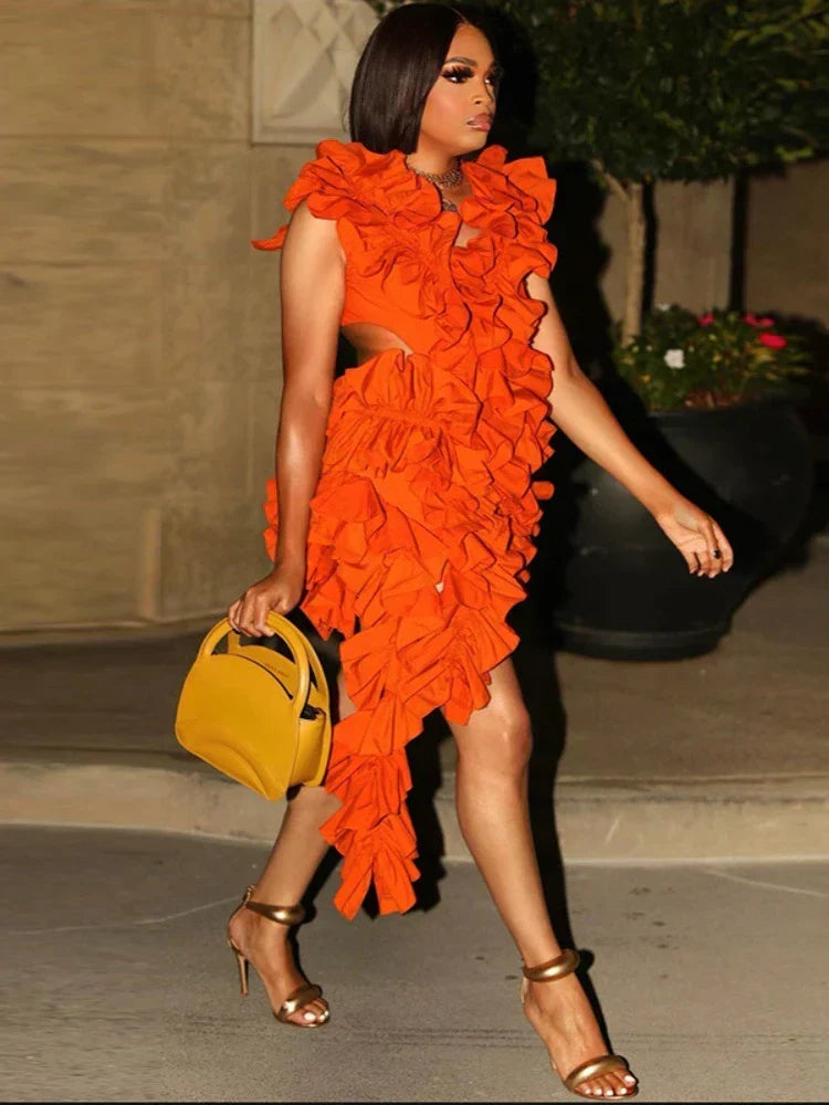 Short Party Dress Backless and Ruffled - View 2