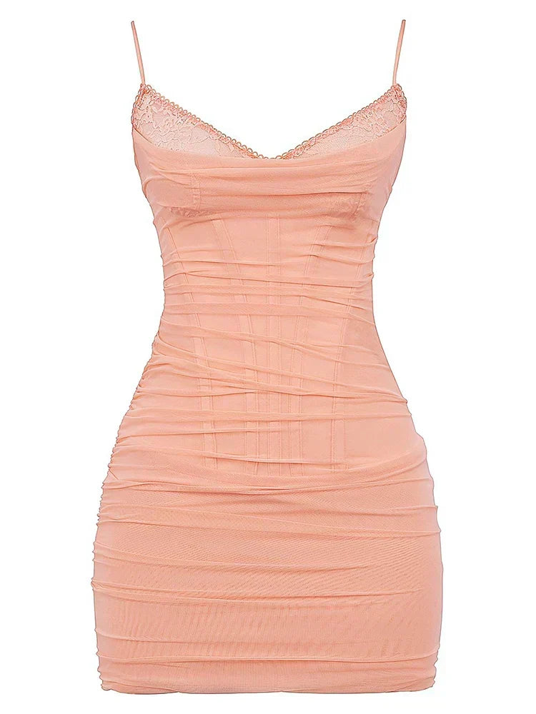 Sweetheart Spaghetti Strap Lace Trim Bustier Bodycon Mini Dress - View 5