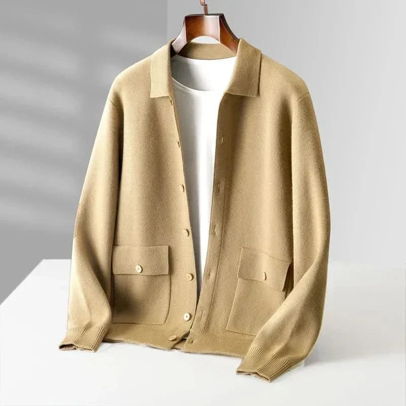 Collared Button Front Patch Pocket Knit Cardigan Jacket 11