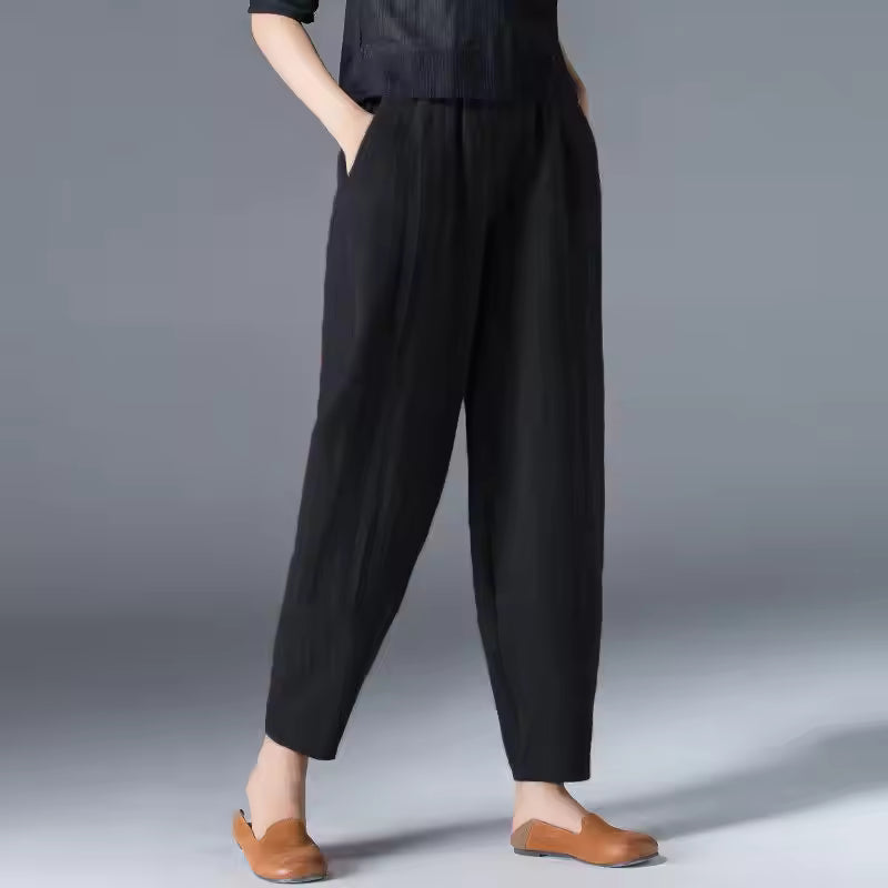 High Waist Tapered Leg Pull On Pants 8