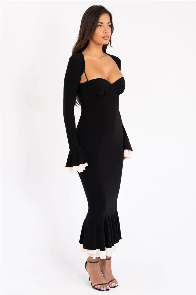 Sweetheart Spaghetti Strap Ruffle Trim Mermaid Midi Two-Piece Set - View 22