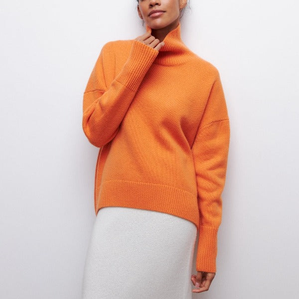 Turtleneck Short Sleeve Oversized Knit Sweater 2