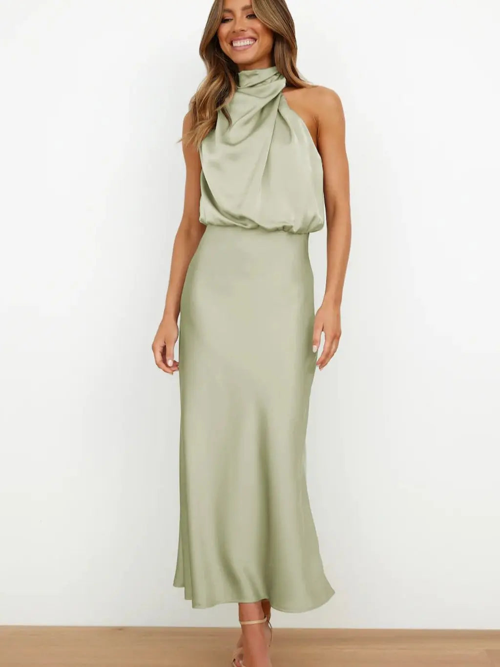 Organza Strapless Puff Sleeve Fit and Flare Midi Dress - View 6