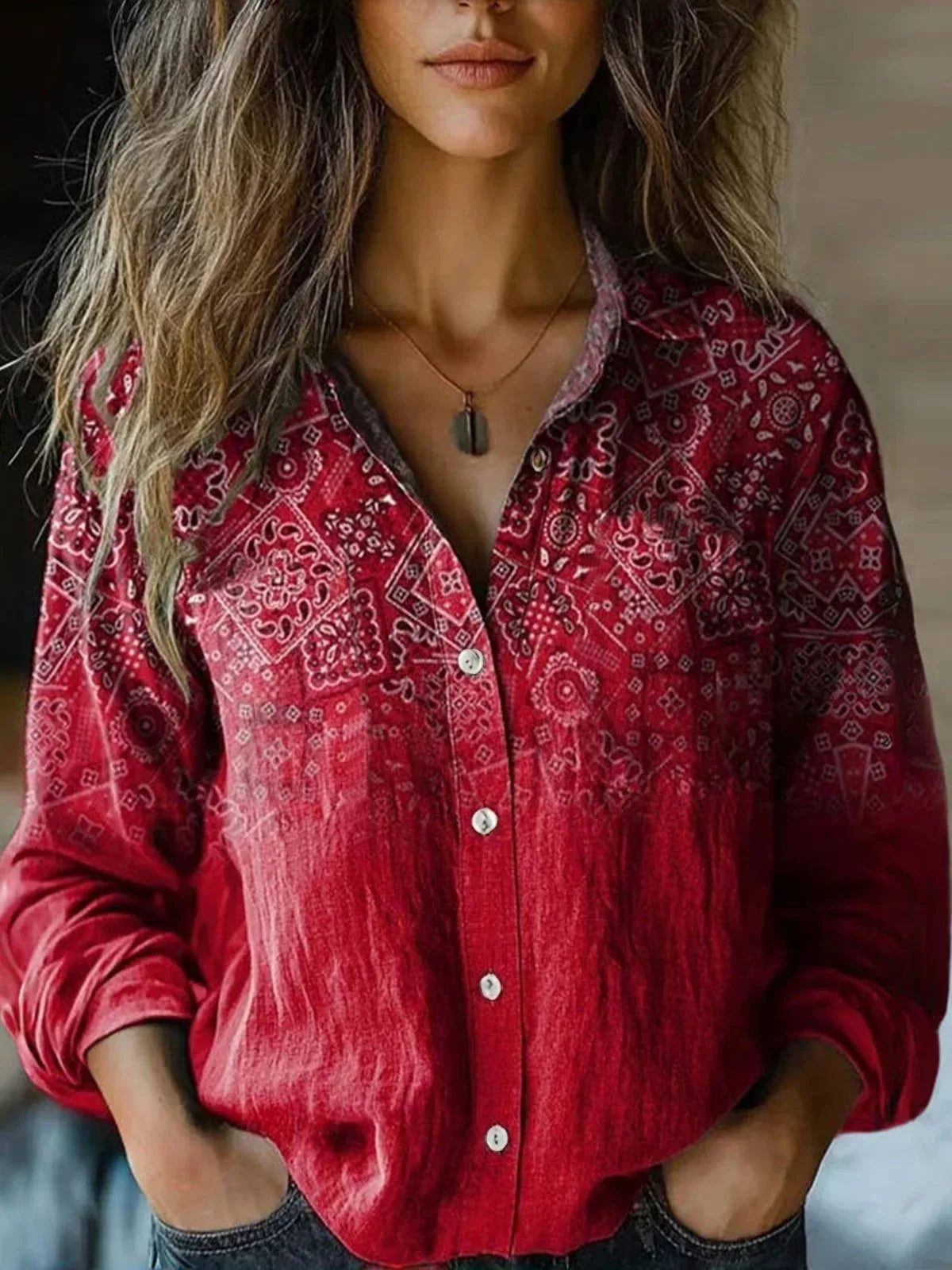 Floral Print Long Sleeve Button Front Utility Shirt 10