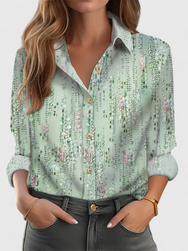 Floral Hem Long Sleeve Button Front Shirt 3