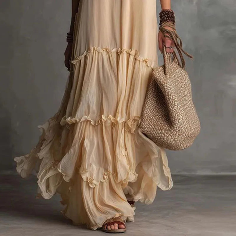 Sleeveless Tiered Ruffle Hem Boho Maxi Dress 3