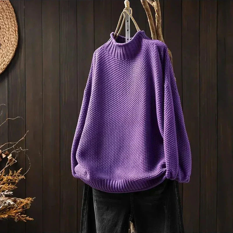 Mock Neck Chunky Knit Oversized Sweater 9