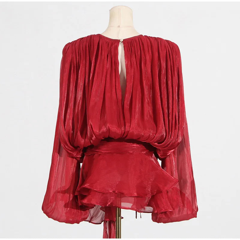 Elegant V - Neck Lace - Up Summer Style Mini Dress - View 10