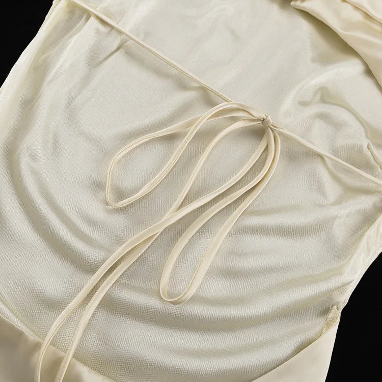 Elegant Backless Lace - Up Satin Party Mini Dress - View 8