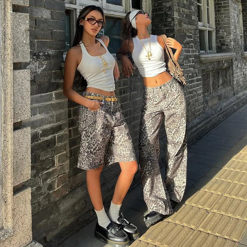 Leopard Print Stylish Straight Trousers
