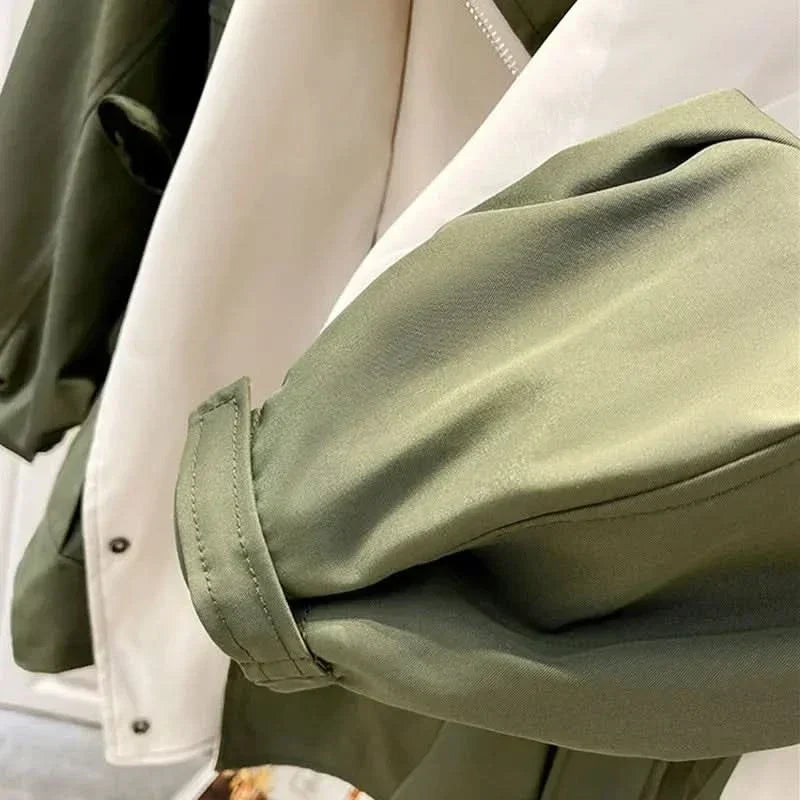 Contrast Oversized Lapel Button Front Utility Jacket 9
