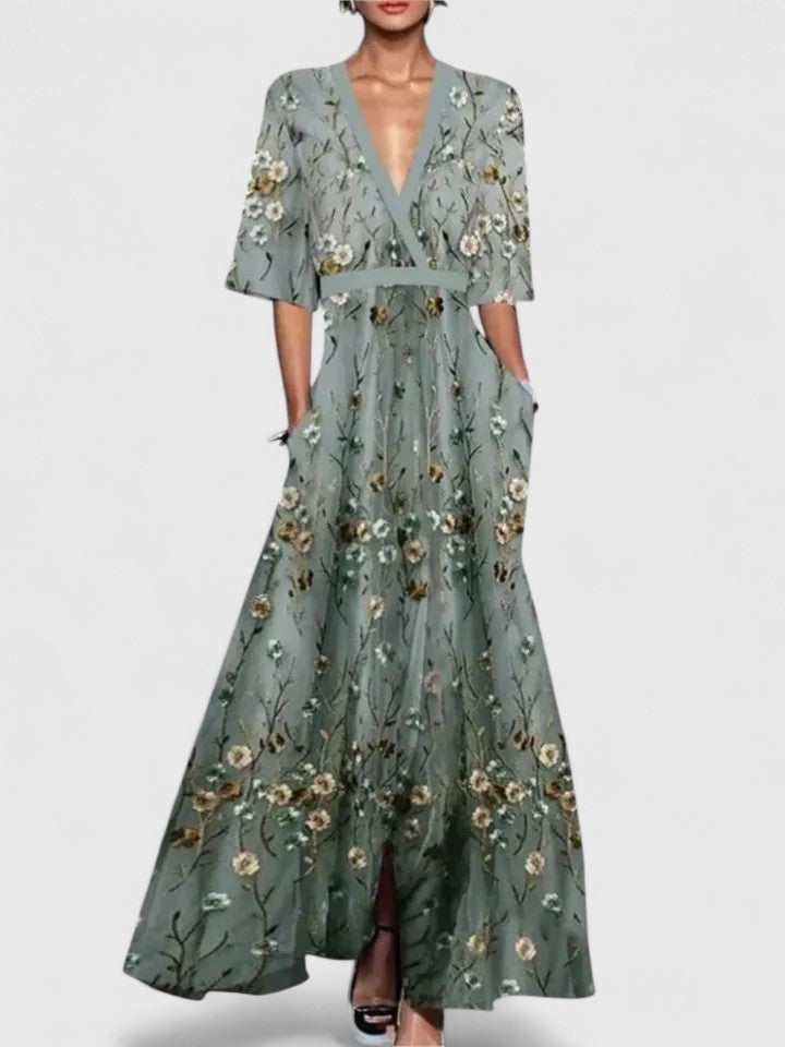 Floral Flutter Sleeve Wrap Top and Maxi Skirt Two Piece Set 8